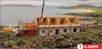  ??  ?? ALL IN A DAY’S WORK: The Calverts kept a photograph­ic record of the constructi­on of their new home. The process began with preparatio­n of the site (No1). The house components arrived on the back of a lorry on the eve of constructi­on, then the next day...