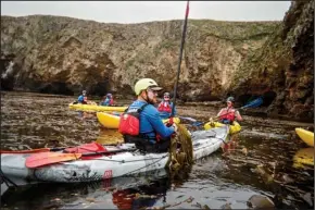  ?? LOS ANGELES TIMES PHOTOGRAPH­S BY CHRISTOPHE­R REYNOLDS ?? Kayak tour of sea caves at Channel Islands National Park, Scorpion Anchorage, on May 18.