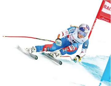  ?? — AFP photo ?? Lindsey Vonn of the U.S. competes during the downhill Ladies combined FIS Alpine Skiing World Cup in Lenzerheid­e on January 26, 2018.