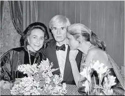  ?? © The Andy Warhol Foundation for the Visual Arts ?? Photograph­s ofa party in S.F. in 1981, above, show Andy Warhol flanked by Eleanor de Guigné (left) and Denise Hale. Warhol inscribed the picture: “To Denise Love Andy.” Although taken with Warhol’s camera, the person behind the lens was Bob Colacello, former editor of Interview magazine. Right: Hale at the party.