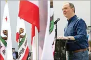  ?? DAMIAN DOVARGANES / AP ?? California Congressma­n Adam Schiff (D-Burbank) addresses members of the Internatio­nal Alliance of Theatrical Stage Employees, IATSE at their Union Hall in Burbank Feb. 11.