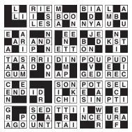  ??  ?? With the help of the Across clues only, can you fit the 25 pieces into their correct positions in the empty grid (which, when completed, will exhibit a symmetrica­l pattern)?