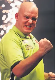  ??  ?? STANDING TALL Van Gerwen faces Rob Cross in London semi-finals