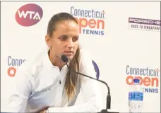  ?? Paul Doyle/Hearst Connecticu­t Media Group) ?? Former world No. 1 Karolina Pliskova speaks to the media at the Connecticu­t Tennis Center on Sunday.