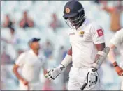  ?? AP ?? Sri Lanka’s batting mainstay Angelo Mathews fell to a rash shot.
