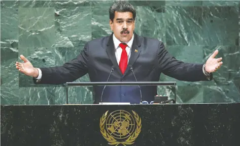  ??  ?? El presidente venezolano, Nicolás Maduro, en su intervenci­ón ante la Asamblea General de la ONU, en la que se declaró dispuesto a reunirse con Donald Trump.