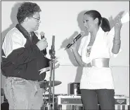  ?? AP/U.S. Army/CREIGHTON HOLUB ?? Then-comedian Al Franken and sports commentato­r Leeann Tweeden perform a comic skit at Forward Operating Base Marez in Mosul, Iraq, on Dec. 16, 2006, during the USO Sergeant Major of the Army’s 2006 Hope and Freedom Tour.