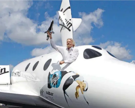  ?? FOTO EFE ?? Richard Branson, primer millonario en tripular una nave para llegar al espacio, monetizará esta misma experienci­a .