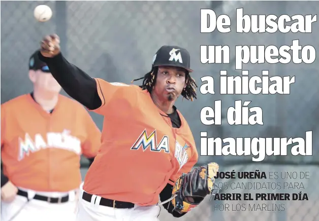  ??  ?? José Ureña fue el líder en victorias para los Marlins de Miami durante la temporada pasada y es candidato a iniciar el día inaugural en la próxima campaña.