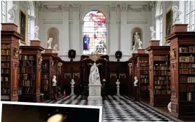  ??  ?? ANCESTRAL HOME: Newstead A Abbey, top. Above: Byron’s statue in Trinity College. Left: Westall’s portrait of him at Hughenden