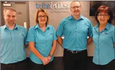  ??  ?? The sales team in the newly renovated Tubs &amp; Tiles showroom Brian McAuley, Lorraine Delaney, Danny Quinlan and Branch Manager Lynda Devaney.