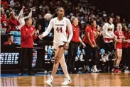  ?? Stephen Lam/The Chronicle ?? Stanford desperatel­y wants to hold on to Kiki Iriafen, who averaged 19.4 points and 11.9 rebounds.