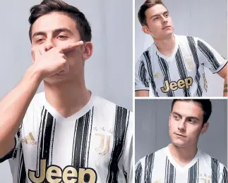  ??  ?? DELANTERO. Paulo Dybala es una de las grandes figuras de la Juventus. Aquí durante el lanzamient­o de la nueva camisa de la Juventus para la temporada 2020-2021.