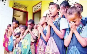  ??  ?? Students of Quick Step Primary School at devotion.