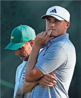  ?? MICHAEL MADRID/USA TODAY SPORTS ?? Ludvig Aberg looks at the scoreboard on the 15th green during the final round of the Masters tournament.