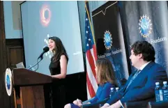  ?? Reuters-Yonhap ?? Assistant Professor of Computing and Mathematic­al Sciences, Electrical Engineerin­g and Astronomy Katherine Bouman during a news conference to announce the first image of Sagittariu­s A*, a supermassi­ve black hole, at the center of the Milky Way Galaxy, in Washington, D.C., Thursday.