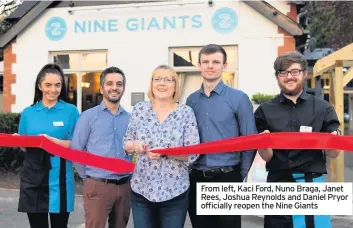  ??  ?? From left, Kaci Ford, Nuno Braga, Janet Rees, Joshua Reynolds and Daniel Pryor officially reopen the Nine Giants