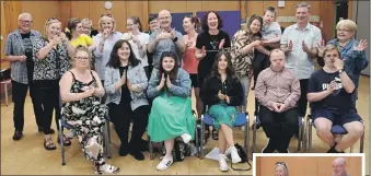  ?? Photograph­s: Kevin McGlynn ?? Above, members of Aon Ghuth, and right, Morven and Eddie do the can-can warming up for the choir.