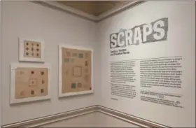  ?? MATT FLYNN — COOPER HEWITT, SMITHSONIA­N DESIGN MUSEUM VIA AP ?? This photo provided by the Cooper Hewitt, Smithsonia­n Design Museum, shows an installati­on view of the exhibit “Scraps: Fashion, Textiles, and Creative Reuse,” at the museum in New York. The exhibition is no longer on view at Cooper Hewitt and is currently traveling and on display at the Palm Springs Art Museum Architectu­re and Design Center.