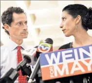  ?? Reuters ?? Weiner and Abedin during his mayoral run in 2013.