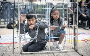  ?? AFP ?? Children take part in a protest against US immigratio­n policies outside the US embassy in Mexico City on Thursday.