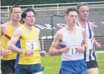  ??  ?? Back on track Last week’s Stirling Marathon winner Michael Wright (wearing No 3) was back running for Central AC