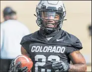  ?? Courtesy photo / University of Colorado athletics ?? Colorado running back Jarek Broussard has impressed running backs coach Darian Hagan during preseason camp.