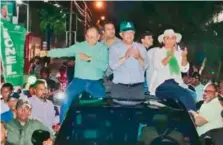  ?? FUENTE EXTERNA ?? Julio Romero junto al presidente de la Fuerza del Pueblo, Leonel Fernández, en una caravana en Santo Domingo Este.