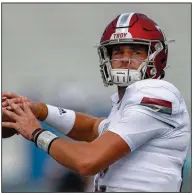  ?? (AP/Wade Payne) ?? Troy junior quarterbac­k Jacob Free stepped in last week against Georgia State and passed for 329 yards after sophomore Gunnar Watson went down with an injury. Both could play today against Arkansas State.