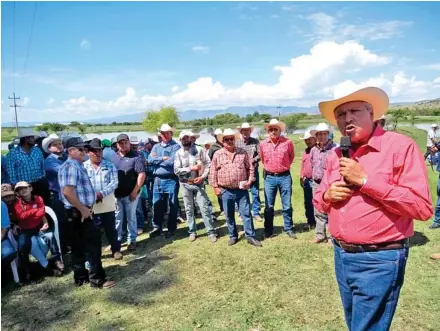  ??  ?? CANATLÁN, Dgo. (OEM).- La Unión Ganadera Estatal General del Sector Social entregó más de cien sementales a los socios de sus treinta y cuatro asociacion­es municipale­s. (RR)