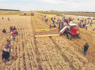  ?? PRENSA CLAAS ?? La máquina de los hermanos italianos Rotania fue restaurada por CLAAS en el año 2000.