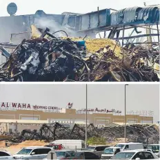  ?? Ahmed Ramzan/Gulf News ?? Investigat­ions are under way to find the cause of the fire at Ajman Public Market, which gutted 125 shops on Wednesday.