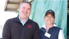  ??  ?? Weebollabo­lla Field Day speaker Andrew McDonald of NH Foods (left) with Jen Jeffreys from Weebollabo­lla, Moree.