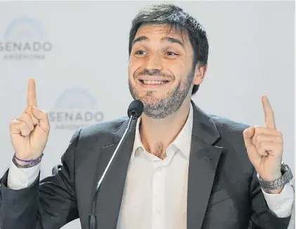  ?? JUANO TESONE ?? Bajando el tono. El gobernador Nacho Torres, ayer en el Senado, tras el fallo favorable a Chubut.