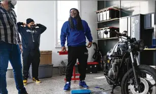  ?? TAYLOR GLASCOCK/NEW YORK TIMES ?? Marshawn Lynch, here filming a commercial Jan. 6, says he hopes the NFLPA forges good ties with brands, so players have something to fall back on after their careers.