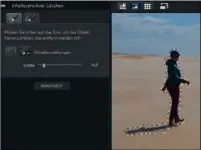  ??  ?? Das Kontextsen­sitive Löschen hilft beim Entfernen von Personen und Objekten in Fotos.