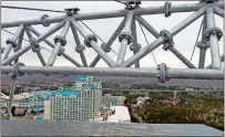  ?? SEAN D. ELLIOT/THE DAY ?? View of the new zip line at Foxwoods Resort Casino from atop the launch platform on Fox Tower on Dec. 22.