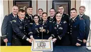  ?? [PHOTO PROVIDED] ?? Seven University of Central Oklahoma students and four students from partner universiti­es received military commission­s. Pictured from left are 2nd Lts. Ryan Lincoln, Tyler Aycox, James Storment, Molly Hatch, Victoria Little, Samantha McCardle, William...