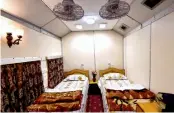  ?? — PTI ?? The first private saloon tour, which departed from Old Delhi Railway Station on Friday attached to the Jammu Mail. It has two AC bedrooms, attached bath and even a valet service.