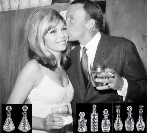  ??  ?? COLLECTION: Frank Sinatra enjoys a cocktail with his daughter, singer Nancy Sinatra, in 1967; inset, some of the pieces for sale