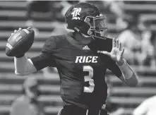  ?? Eric Christian Smith / Contributo­r ?? Rice quarterbac­k Shawn Stankavage hasn’t passed for more than 200 yards in a game since Sept. 8 at Hawaii.