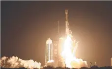  ?? ?? A private Odysseus lunar lander heads for the moon after SpaceX launch. Picture: AFP