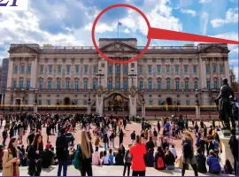  ??  ?? Respect: Union Jacks fly at half-mast yesterday at the Houses of Parliament and Buckingham Palace, where crowds gathered