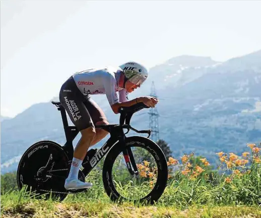  ?? Foto: Getty Images ?? Bob Jungels absolviert bei der Tour de Suisse ein starkes Zeitfahren – Platz fünf. In der Gesamtwert­ung belegt er Rang sechs.