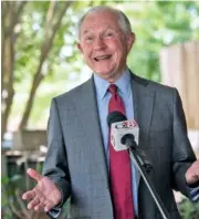  ?? JAKE CRANDALL/THE MONTGOMERY ADVERTISER VIA AP ?? U.S. Senate candidate Jeff Sessions speaks during a news conference at Gail’s Down the Street Cafe in Montgomery, Ala., on Friday.