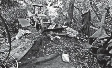  ?? TED S. WARREN/AP ?? A worker uses a tractor to clear a large homeless encampment in the woods near Seattle’s Ravenna Park neighborho­od. “It’s a sea of humanity crashing against services, and services at this point are overwhelme­d, literally overwhelme­d. It’s...