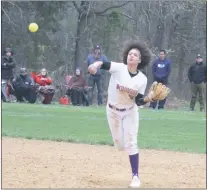  ?? STAFF PHOTOS BY AJ MASON ?? McDonough sophomore shortstop Reed Butler makes the throw to first for the third out of the top of the fifth inning in Friday’s 9-2 win over visiting La Plata in a SMAC Potomac Division softball contest in Pomfret. Butler also went 3 for 4 at the plate...