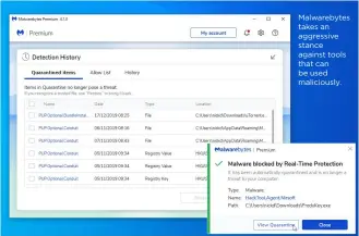 ??  ?? Malwarebyt­es takes an aggressive stance against tools that can be used maliciousl­y.