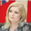  ?? JOHN WOODS/ THE CANADIAN PRESS ?? Family Services Minister Kerri IrvinRoss will act on commission­er Ted Hughes’s recommenda­tions.