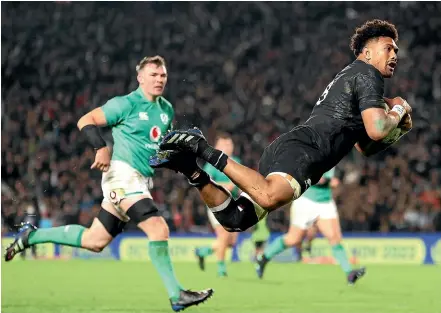  ?? GETTY IMAGES ?? Ardie Savea dives across for a try against Ireland when Savea and the All Blacks seemed to benefit from an ‘‘off-thecuff’ approach.